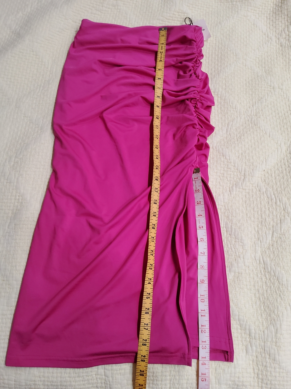 Superdown Tiffany High-Rise Ruched Midi Skirt in Hot Pink - Picture 10 of 12